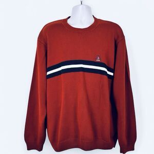 Izod Mens Knit Sweater XL Red Stripe 90's Heritage Retro Preppy Y2K Pullover